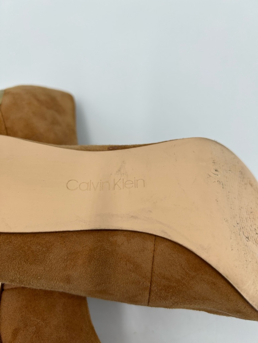 Calvin Klein Cognac Suede Pointed-Toe Pumps - Picture 9 of 9